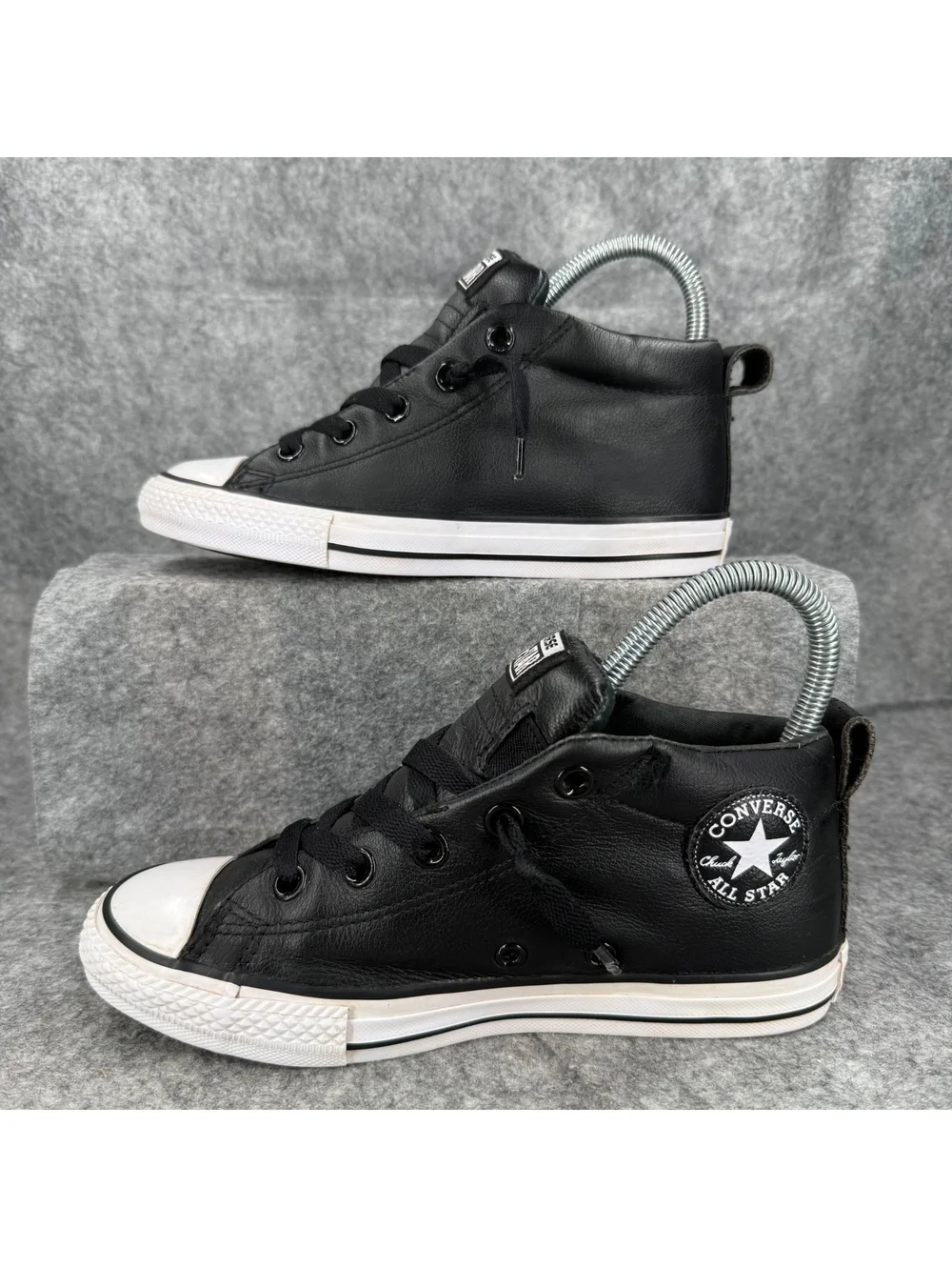 Converse Chuck Taylor All Star Street Mid Leather Sneaker Black Youth Size 3 041